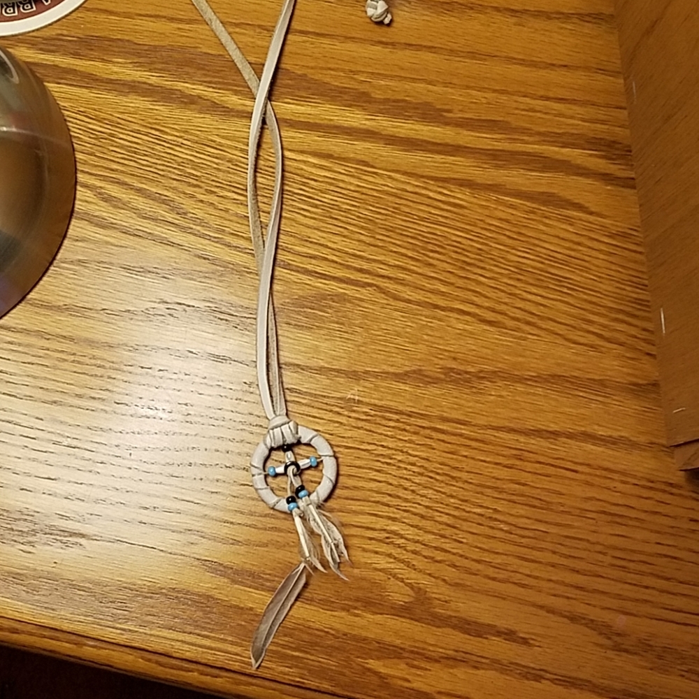 Suede Feather Accent Necklace.